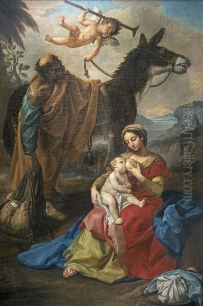 Rest of the Holy Family during the escape EgyptFrancais:Repos de la Sainte Famille pendant la fuite en EgypteItaliano:Resto della Sacra Famiglia durante la fuga in Egitto - view 1