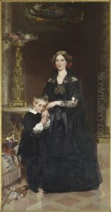La Duchesse d'Aumale et son fils le prince de Conde by Victor Mottez