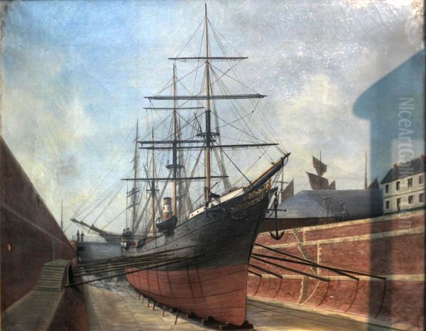 Sail and steam liner refitting at Le Havre - view 1