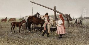 Meeting by a well by Jaroslav Vesin