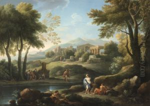 Roman landscape with shepherd. by Jan Frans van Bloemen
