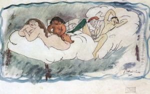 Quatre personnes sur un lit Quatre personnes sur un lit