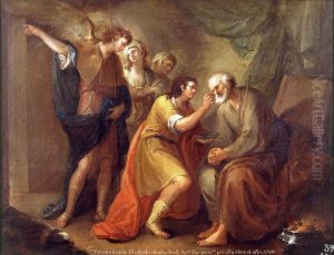 Tobias curando a su padre by Vicente Lopez Portana