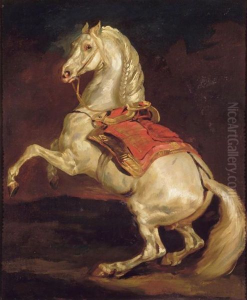 Cheval Cabre au Tapis de Selle Rouge - view 1