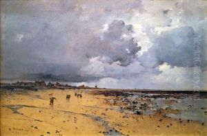 Grandcamp at low tide by Leon Germain Pelouse