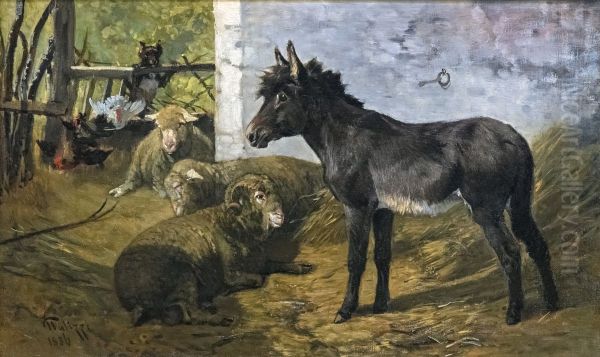 Interior of sheepfoldFrancais:Interieur de bergerieItaliano:Interno dell'ovile - view 1