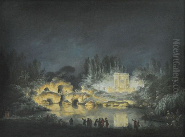 Illumination du Belvedere et du rocher du Petit Trianon en 1781 en l'honneur du comte de Provence, frere du roi, ou de l'empereur d'Autriche Joseph II - view 1