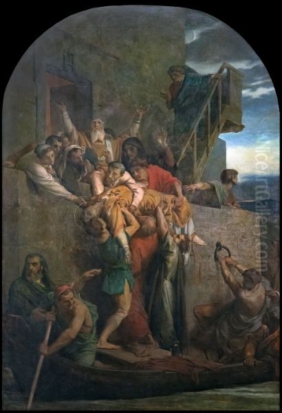 Christian martyr descended in a boatFrancais:Martyr Chretien descendu dans une barqueItaliano:Martire cristiano discese su una barca - view 1