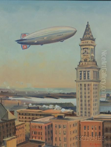 Airship Hindenburg Over Boston - view 1