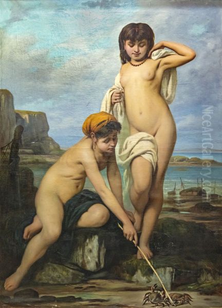 Young girls by the seaFrancais:Jeunes filles au bords de la merItaliano:Ragazze al mare - view 1