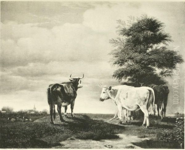 Four Oxen in a Meadow - view 1