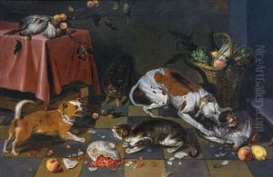 Bataille de chiens et de chats by Nicasius Bernaerts