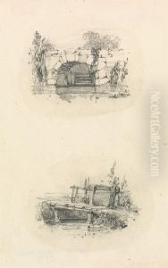 Stone Bridge; Wooden Footbridge (two drawings)