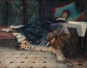 Couch with resting lady by Ferdinand Max Bredt