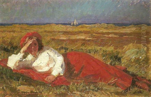 Liggende kvinde i klitterne ved Skagen, Soffi Drachman - view 1