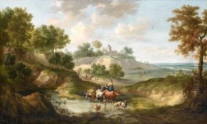 A Shepherdess Watering Her Cattle At A Stream A Shepherdess Watering Her Cattle At A Stream