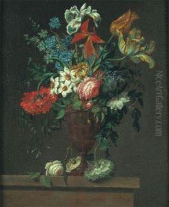 Nature Morte Au Vase De Fleurs Sur Un Entablement Nature Morte Au Vase De Fleurs Sur Un Entablement