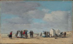 The Beach at Trouville by Eugene Louis Boudin