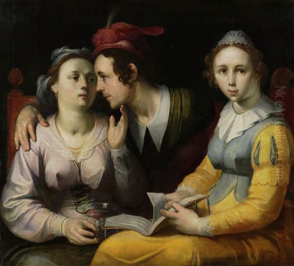 A Courting Couple and Woman with a Songbook - view 1
