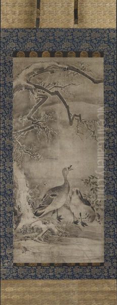 Geese in Winter Landscape - view 1