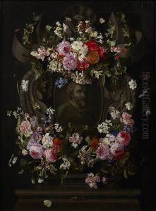Cartouche with Flowers by Carstian Luyckx