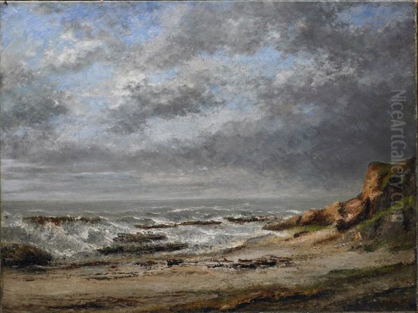 View of a rough sea near a cliff - view 1