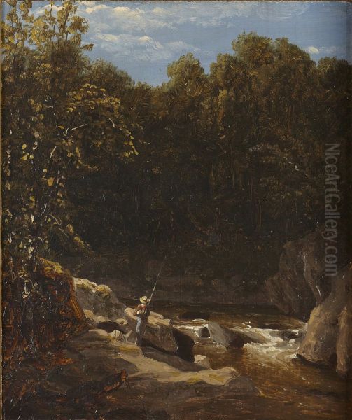 Fishing in a Mountain Stream - view 1