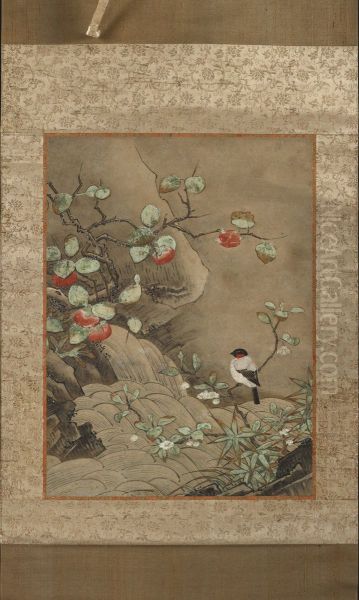 Bird, Flowers, and Fruit by a Waterfall - view 1