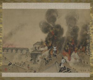 The Great Fire at Ryogoku Bridge by Kobayashi Kiyochika