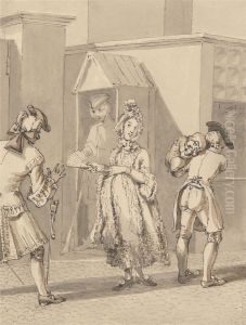 Hogarth Carrying his Master's Sick Child Round Leicester Fields. The Spot of Ground Leicester House. by John Thomas Smith