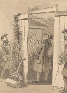 Hogarth Being Out of His Time Draws His Companion's Figure on the Door of a Certain Place, to the Great Admiration of All His Friends by John Thomas Smith