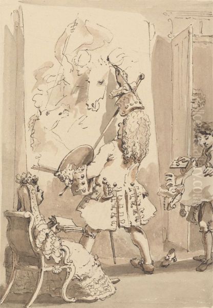 Sir James Thornhill's Boy Entering His Master's Painting Room to Deliver the Bundle and a Letter in the Presence of Lady Thornhill - view 1