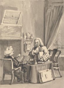 Hogarth Solicits His Patron Bishop Hoadley to Look Over His MS. 'Analysis of Beauty' by John Thomas Smith