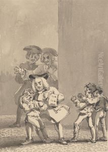 Hogarth Having Been Followed by Barry and a Friend was Caught Backing a Boy to Fight Purposely to Catch His Fearful Countenance by John Thomas Smith