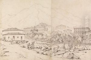 Building on a Hillside in a Mountainous Village (China?) by George Chinnery