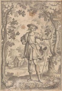 A Hunter Holding a Spear in a Woodland Setting by Francis Cleyn