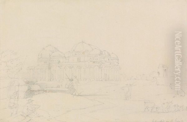 William Daniell, the Artist's Nephew, Sketching a Ruined Temple at Zafarabad on the Gumti River - view 1
