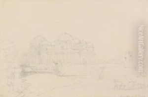 William Daniell, the Artist's Nephew, Sketching a Ruined Temple at Zafarabad on the Gumti River by Thomas Daniell