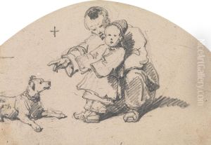 Chinese Father and Child with Dog by George Chinnery