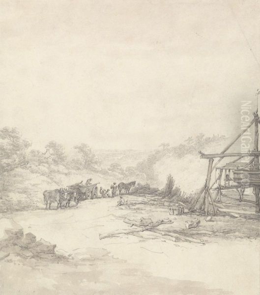Unloading Pit Props at Coalbrookdale - view 1