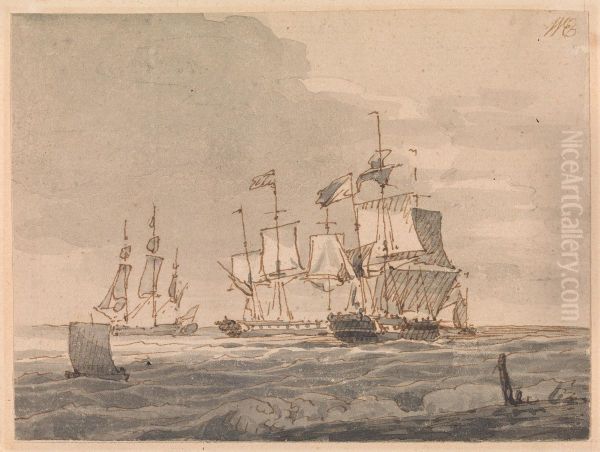 Men-of-war off the Coast - view 1