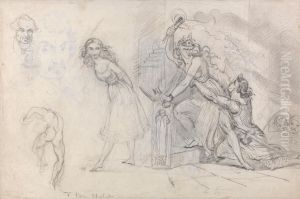 Sheet of Sketches by Theodor Von Holst