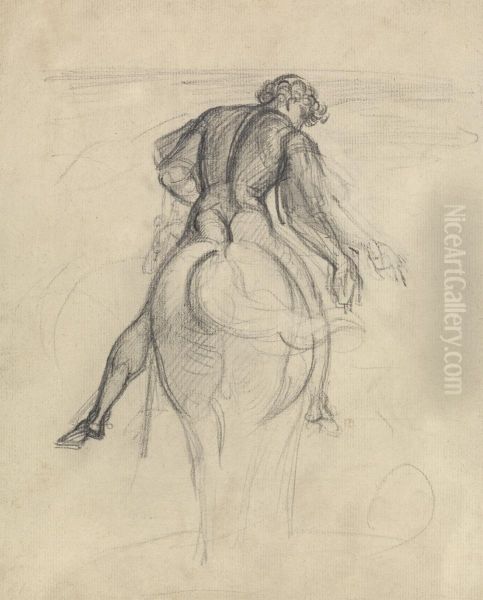 Study of a Man Riding a Horse - view 1