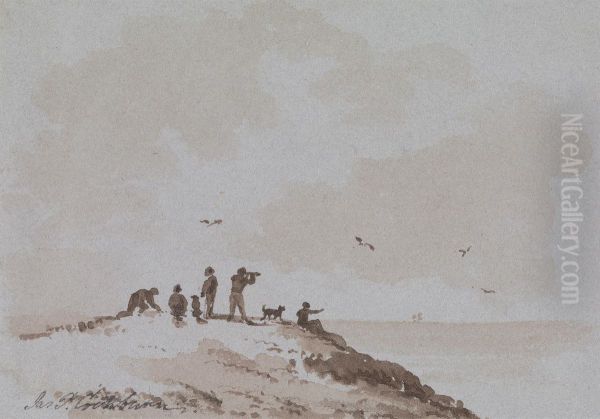 Observers on a Hill Overlooking the Sea - view 1