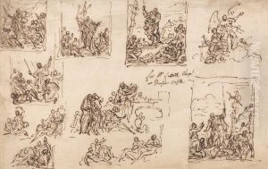 Moses and the Brazen Serpent - Design for the chapel at Dunster Castle by James Thornhill