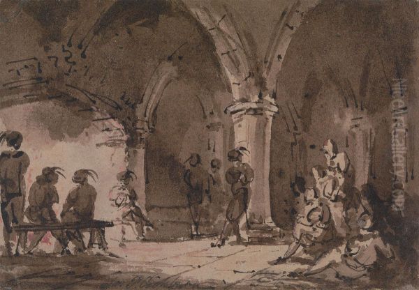 Medieval Figures in a Crypt - view 1