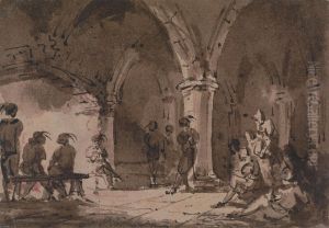 Medieval Figures in a Crypt