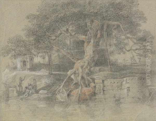A Dying Hindu Brought to the River Ganges - view 1