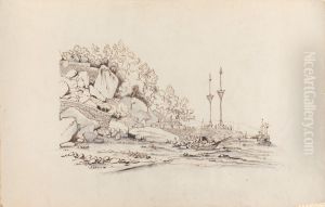 Rocks, River and Boats by George Chinnery