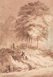 Child Being Helped to Clamber up a Bank